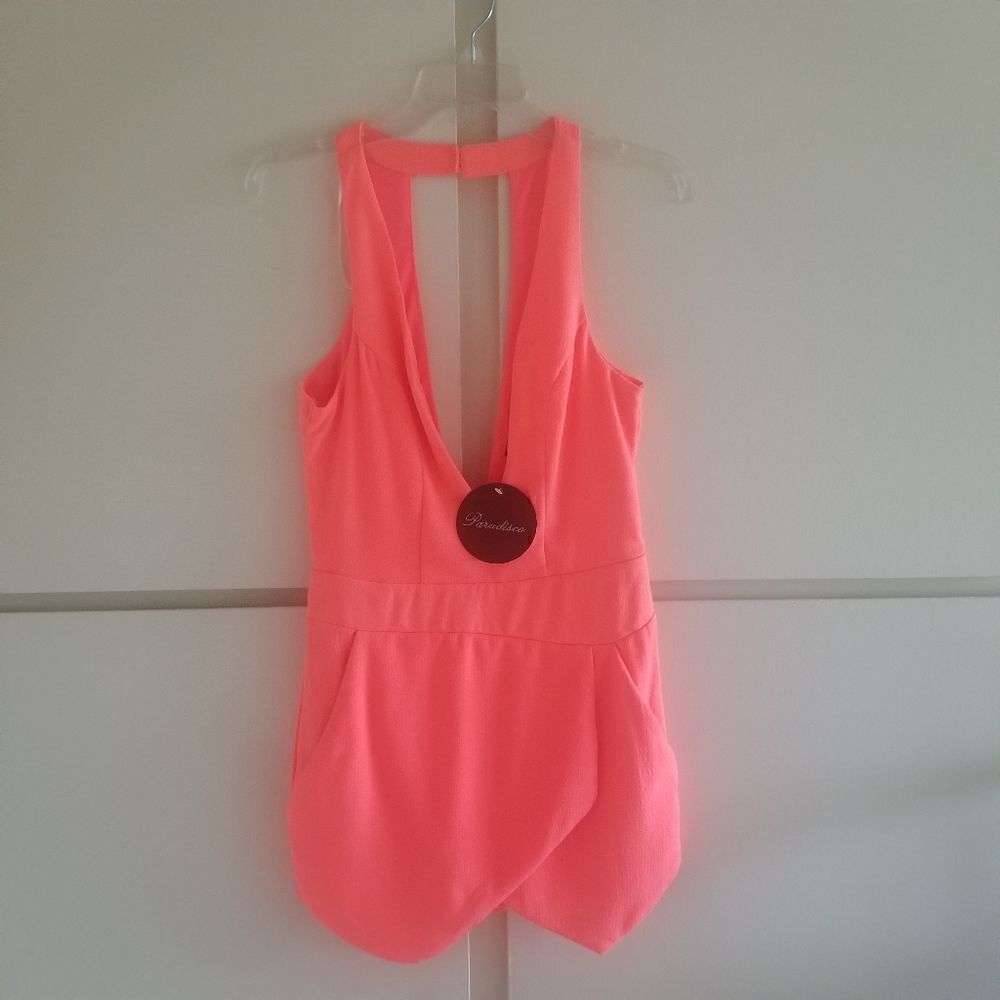 Paradisco Neon Orange Skort Romper, sz. 8, NWT
